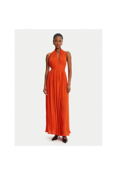 Bardot damskie sukienka_wieczorowa czerwony Halter cu pliuri Amala 60031DB