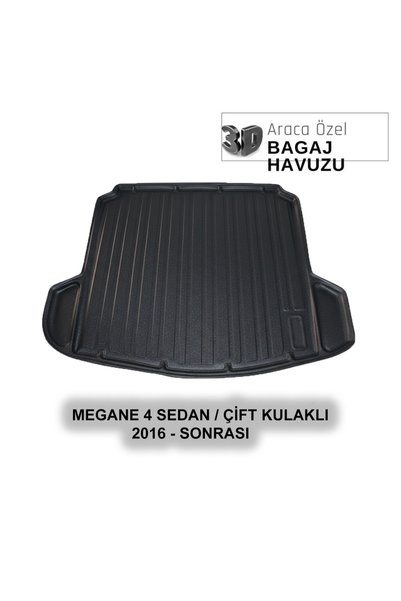 ELORCAR MEGANE 4 SEDAN / ÇİFT KULAKLI 2016 - SONRASI 3D BAGAJ HAVUZU