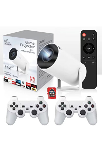 BASE Mini proiector video portabil inteligent 2 în 1 4K Ultra HD cu două joys...