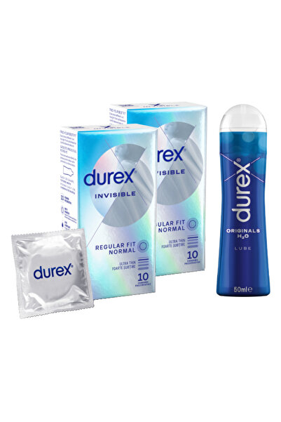 Durex Invisible Condoms Package 2x10 pieces + Originals Lubricant 50 ml
