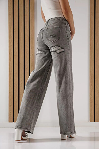 Zaira Women's Wide Leg Jeans Maria Grey #A1348 - 29