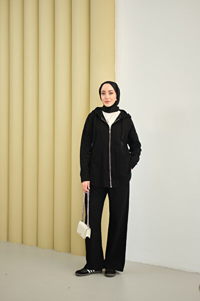 LOCCO Women's Hooded Denim Set Black