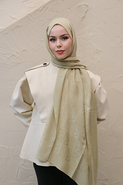 efdal şal eşarp Monogram Pattern Naia Cotton Shawl