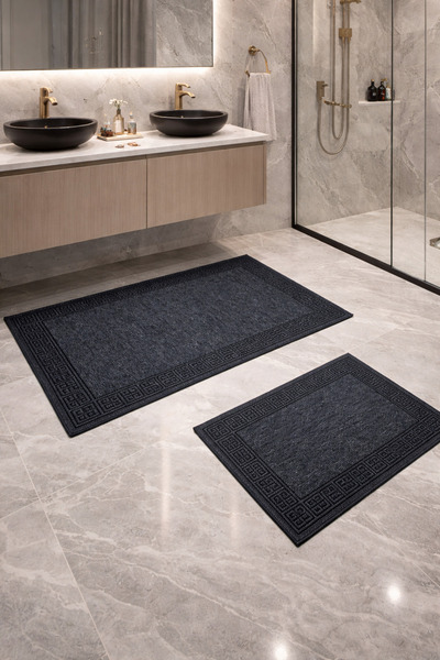 dafne moda Banyo Paspası Urban Line Siyah Set 2'li