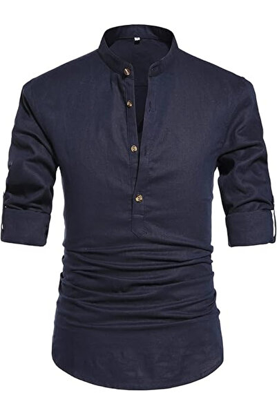 OEM Men's summer T-shirt, with buttons, blue M