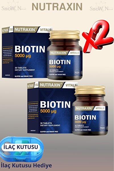 Nutraxin Biotin 5000 mcg 30 Tablet 2 ADET + Hap Kutusu Hediye