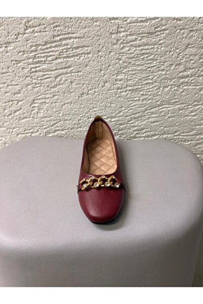 Beyond Ženski bordo Sa kamenim detaljima lanac Koža Baletanke 1cm BYNDVB02