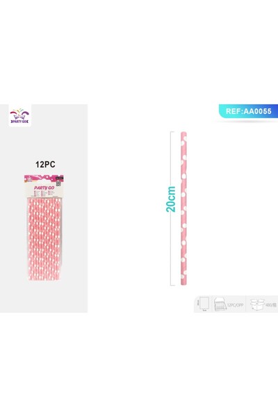 MC Micostore PartyGo drinking straws, 20cm, white polka dots, pink, AA0055, s...