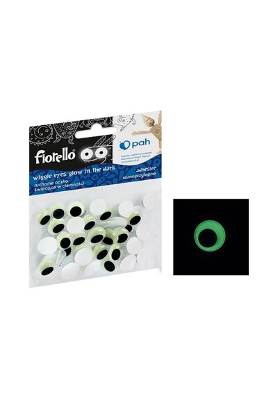 Fiorello Accesorii creatie - ochi mari plastic, negru, 12mm, fosforescenti, s...