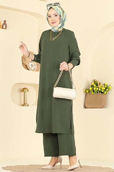 ModaMerve Manşeti Düğmeli Aerobin Takım PL9207-MS Haki