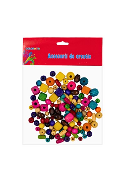 Colorarte Accesorii creatie - lemn - margele, diverse culori si dimensiuni, s...