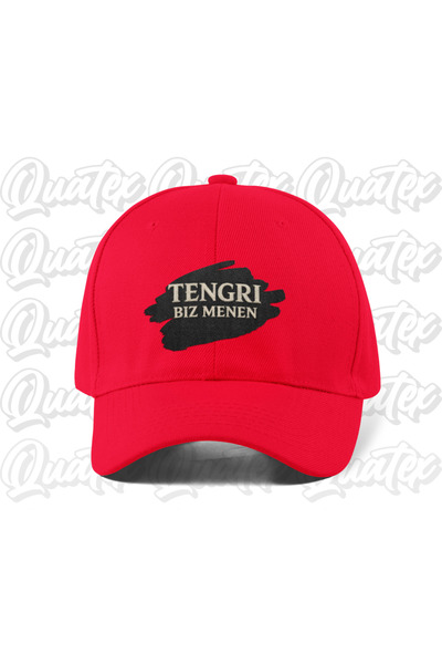 QUATEX Tengri Biz Menen Embroidered Turkish Hat - Red Color 100% Cotton Gabar...