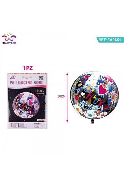 MC Micostore Baloane din folie PartyGo Happy Birthday, 50cm, transparent cu d...