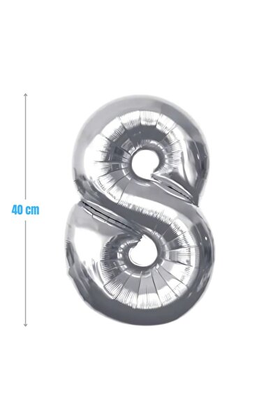 MC Micostore Baloane aniversare PartyGo cifra 8, 40cm, argintiu, FB0009