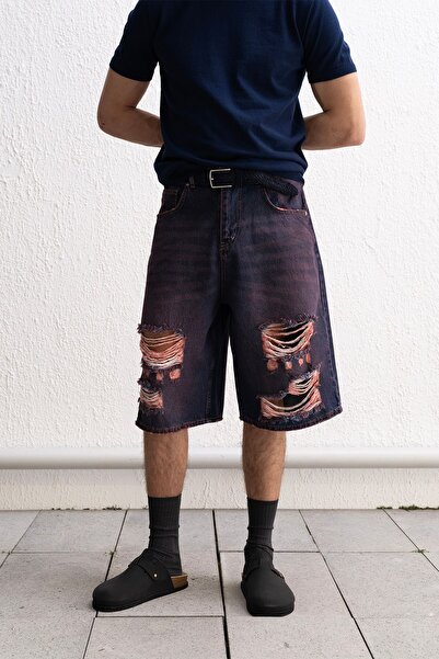 Hiccup Pantaloni scurți capri din denim distrus GIEST