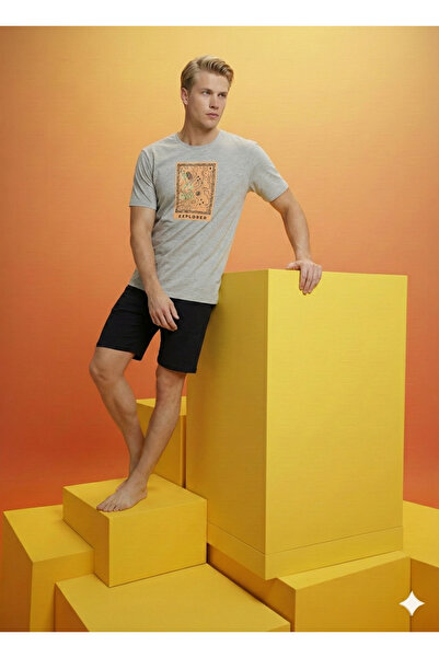 Ayans Pijama Combed Cotton Single Jersey Men's Capri Pajama Set