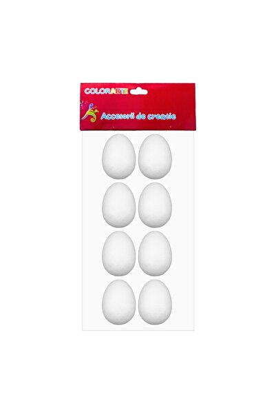 Colorarte Creative accessories polystyrene egg, white, 5cm, set of 8 pieces, ...