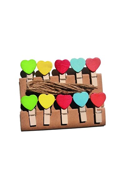 Colorarte Δημιουργικά αξεσουάρ - ξύλο - γάντζο σε σχήμα καρδιάς, σετ 10 τεμαχ...