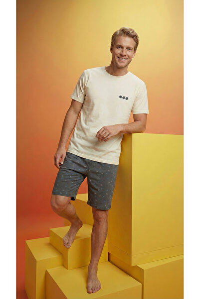 Ayans Pijama Combed Cotton Single Jersey Men's Capri Pajama Set