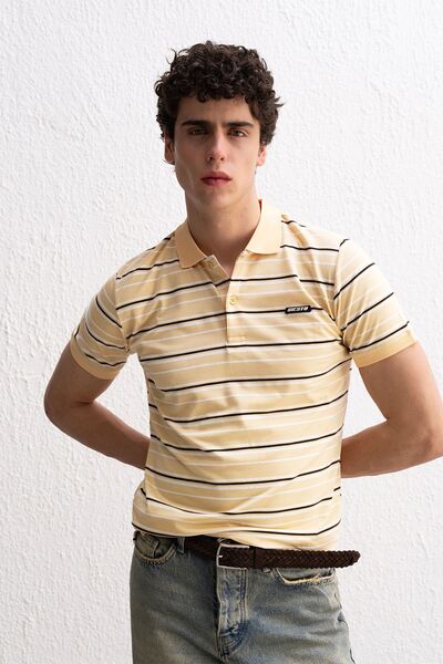 Hiccup Tricou GIESTO cu guler polo și nasturi, cu dungi