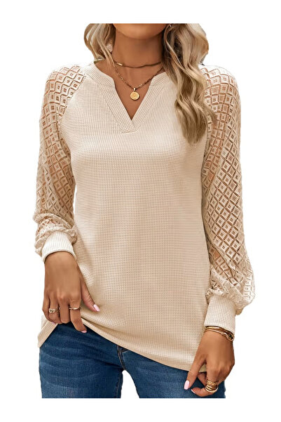 OEM Women's casual blouse, breathable sweater, Cream L