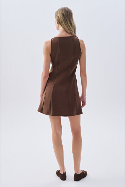 Mudo Sleeveless A-Shaped Mini Dress with Sewing Details
