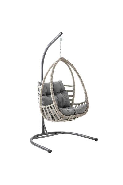 ReHome Malta Tek Kişilik Rattan Bahçe Salıncağı | Beyaz