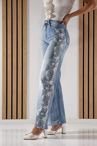 Zaira Γυναικείο τζιν με φαρδιά μπατζάκια Kenya Blue #A1354 - XL