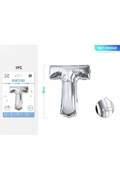 MC Micostore Balon din folie PartyGo litera T, 40cm, argintiu, 405211 / FB0040