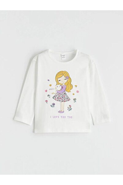 LC Waikiki Crew Neck Long Sleeve Printed Girls' T-Shirt (S6)