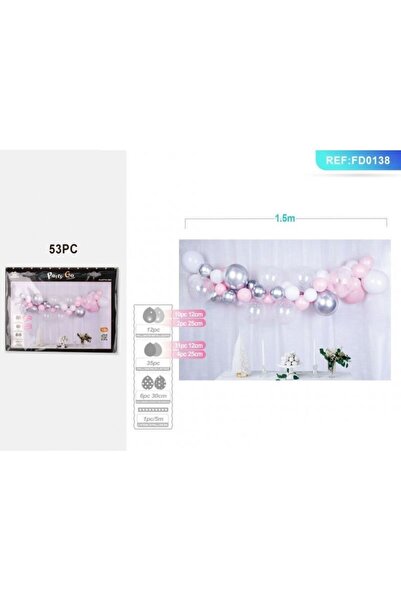 MC Micostore PartyGo balloon garland, pink, silver, FD0138, set of 53 pieces