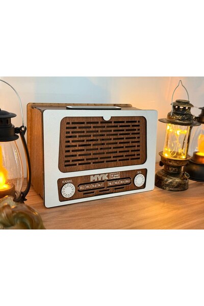 mykhediyevesanatatölyesi Nostalgic Radio-Looking Wooden Piggy Bank Decorative...