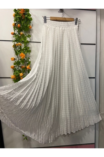 edu collection Embroidered Chiffon A-Line Skirt with Lining