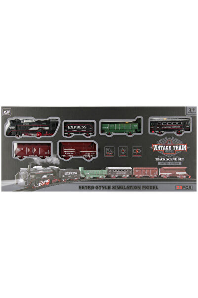 Mega Creative Jucarie locomotiva + 4 vagoane Vintage Train, 49x22x5cm, 23 pie...