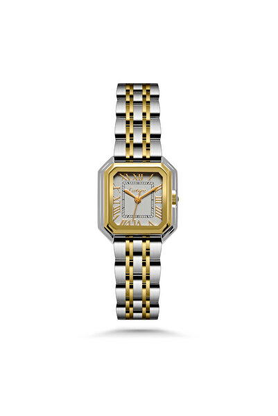 catera Katera women's stainless steel wristwatch in silver and gold with a gr...