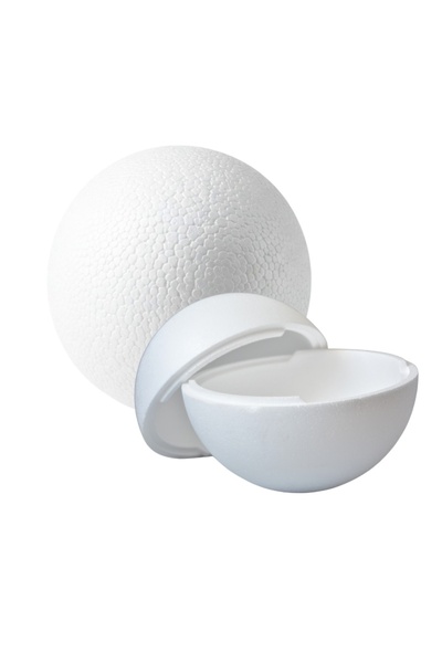 Colorarte Accesorii creatie - polistiren HD - sfera din 2 parti, alb, 14cm,