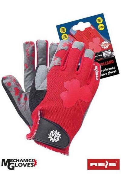 Reis Protective gloves made of leather combined with spandex Rvolcano 6