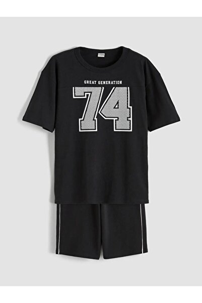 LC Waikiki Crew Neck Printed Boys' T-Shirt and Shorts (S6)