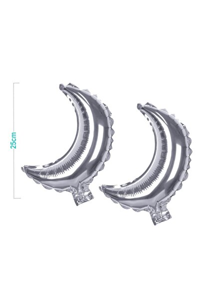 MC Micostore Balon din folie PartyGo Luna, 25cm, argintiu, FB1640, set 2 buc