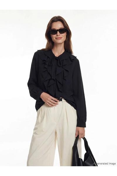 LC Waikiki Tie-Neck Ruffled Oversized Blouse (S6)