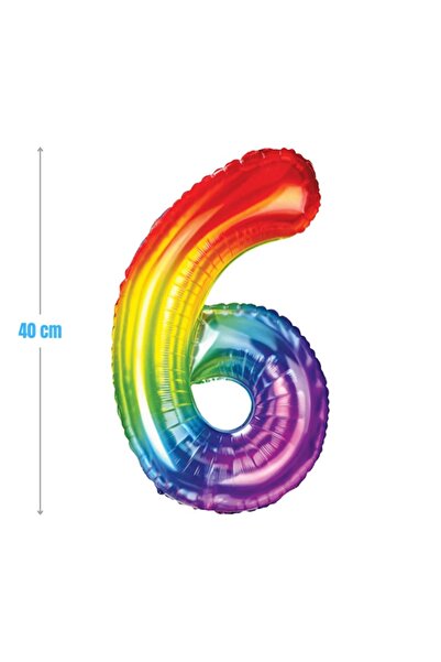MC Micostore Baloane aniversare PartyGo cifra 6, 40cm, curcubeu, FB0825