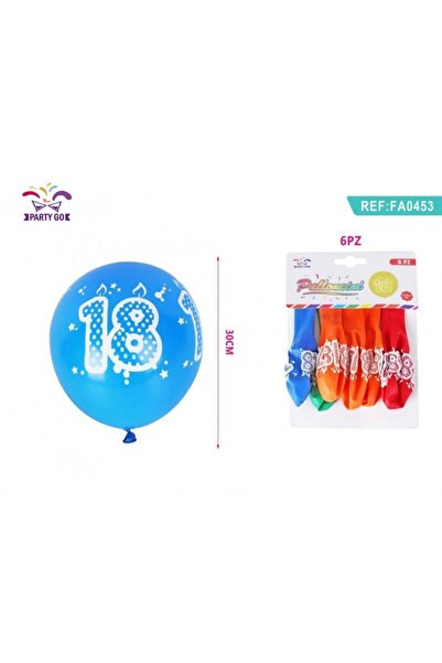 MC Micostore PartyGo 18th birthday balloons, 30cm, printed, various colors, F...