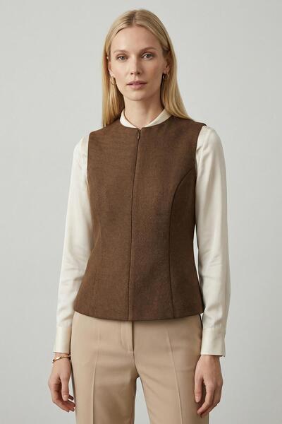 Rays 8433A Vestă cu mâneci zero, cu decolteu tip crew, maro