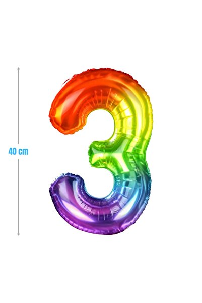 MC Micostore Baloane aniversare PartyGo cifra 3, 40cm, curcubeu, FB0822