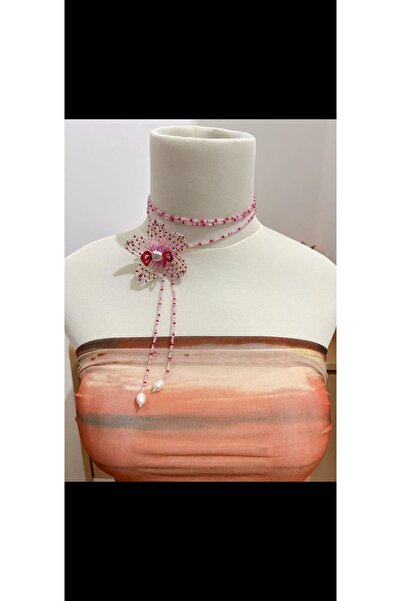 SHİNELİZE Ariel kolye ,çiçek detaylı choker tarzı tasarım kolye, el yapımı