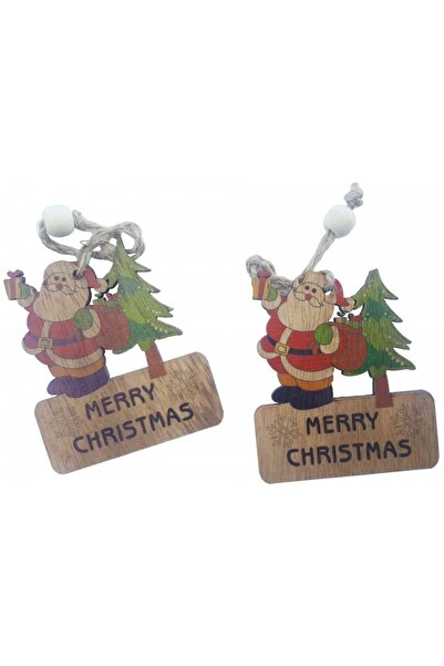 Colorarte Accesorii creatie - lemn cu sfoara - Mos Craciun cu bradut, set 2 buc,