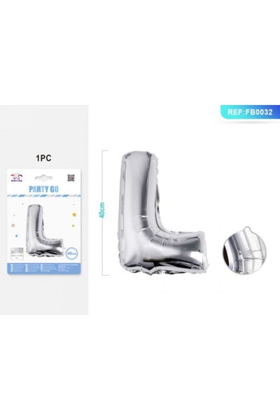 MC Micostore Balon din folie PartyGo litera L, 40cm, argintiu, 405203 / FB0032