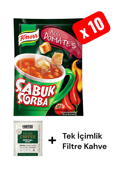 KMS HOME Knorr Çabuk Çorba Acılı Domates Çorbası Bardakta Çorba 10 Adet