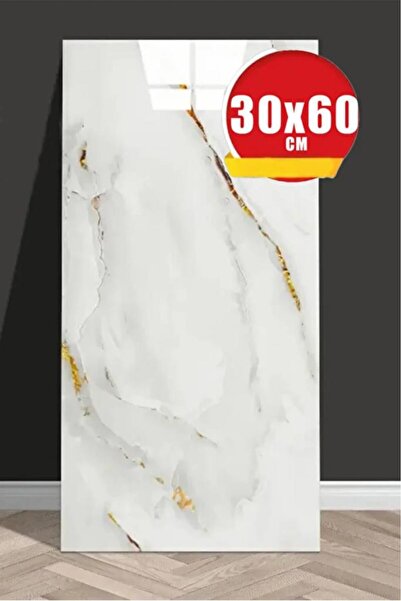 Renkli Duvarlar 30X60cm 1 Adet Gold Mermer Desen Yapışkanlı Banyo,tezgah aras...