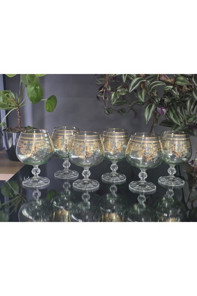 FERMATO Handmade Crystal Elizabet Green Lustered 6-Piece Serving Set Coffee S...